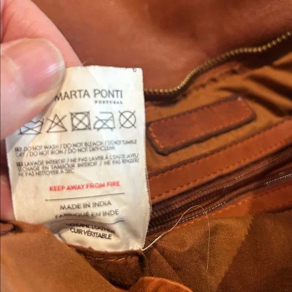 Marta Ponti Genuine Leather Crossbody Bag Brown Tan Vintage Portugal - Picture 5 of 5